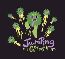 Jumping Germs Cartoon Character vector