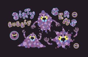 Dirty Bubbly Germs Cartoon Character vector
