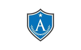 Initial A shield with star and laurels logo template vector