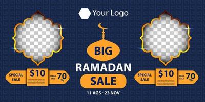 Islamic Lantern Month, Ramadan Sale banner decorated with glowing hanging lamps and beautiful floral design. for greetings Banners, poster mega sale discount vector