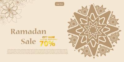 Islamic Lantern Month, Ramadan Sale banner decorated with glowing hanging lamps and beautiful floral design. for greetings Banners, poster mega sale discount vector