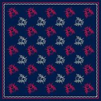 Square pattern with bumblebee. Hand-drawn silhouettes of insects. Bandana. Vector. vector