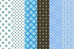 Graphic seamless set of pattern, vector illustration. Geometric stylish ornate for textile prints and backgrounds.