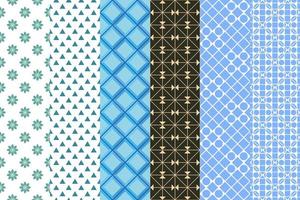 Graphic seamless set of pattern, vector illustration. Geometric stylish ornate for textile prints and backgrounds.