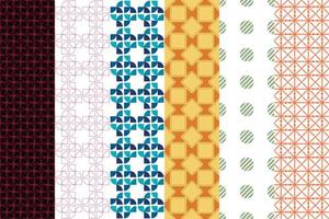 Graphic seamless set of pattern, vector illustration. Geometric stylish ornate for textile prints and backgrounds.