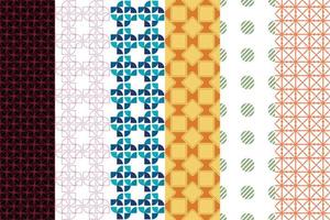 Graphic seamless set of pattern, vector illustration. Geometric stylish ornate for textile prints and backgrounds.