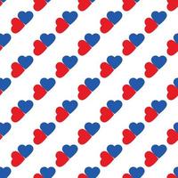 Blue and red hearts pattern on white seamless background. vector