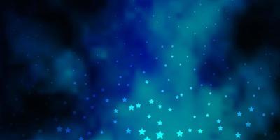 Dark BLUE vector background with small and big stars.