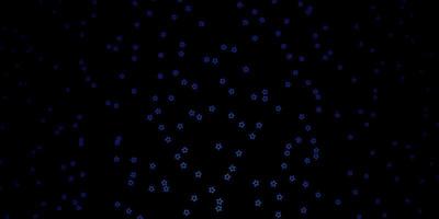 Dark BLUE vector background with small and big stars.