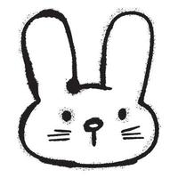 Bunny rabbit graffiti art black spray paint illustration isolated on white vector