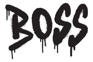 Boss word typography graffiti art black spray paint isolated on white vector