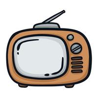 Hand drawn old television cartoon illustration vector