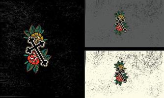 red flowers overtake vector illustration tattoo design