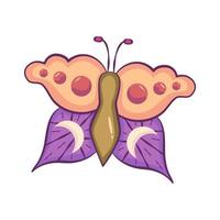 Mystical celestial moth with moon and sun isolated. Bohemian butterfly with wings. Vector single illustration