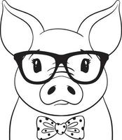 Pig svg file,Pig with Glasses svg,Pig Cut File,Cute Pig Svg,Pig Face svg,Pig Vector,Pig Clipart,Pig Lineart,Farm Animal svg,Animal svg file vector