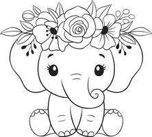 bebé elefante svg, elefante con flor svg, lindo elefante svg, elefante arte lineal, elefante vector, elefante imágenes prediseñadas, elefante cortar archivo vector