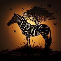 zebra silhouette AI Generated photo