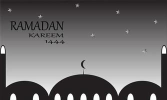 Ramadan kareem greeting with black and white background vector