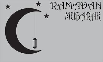 Ramadán saludo con Luna y estrellas en gris antecedentes vector