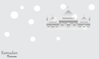 Ramadán saludos con un mezquita silueta en un blanco antecedentes vector