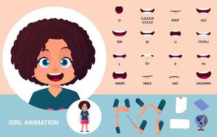 Cute Girl Character Lip Sync and Mouth Animation vector