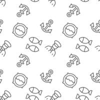 Seamless pattern of porthole, fish, captain, anchor. Suitable for shops, web sites and applications, media, backgrounds vector