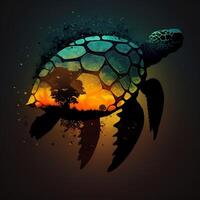 turtle silhouette AI Generated photo