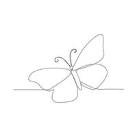 Continuous line art or one line butterfly drawing for vector illustration, insects in spring. flying butterfly concept