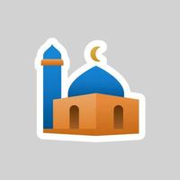 Cute masjid sticker icon vector