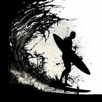 surfer silhouette AI Generated photo