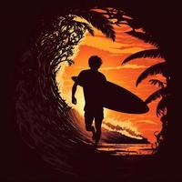 surfer silhouette AI Generated photo