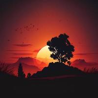 sunset silhouette AI Generated photo