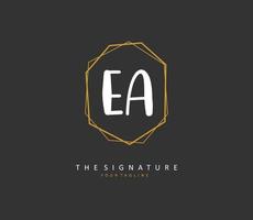 E A EA Initial letter handwriting and  signature logo. A concept handwriting initial logo with template element. vector