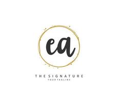 E A EA Initial letter handwriting and  signature logo. A concept handwriting initial logo with template element. vector