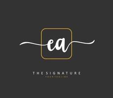 E A EA Initial letter handwriting and  signature logo. A concept handwriting initial logo with template element. vector