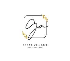 G A GA Initial letter handwriting and  signature logo. A concept handwriting initial logo with template element. vector