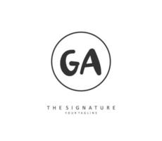 G A GA Initial letter handwriting and  signature logo. A concept handwriting initial logo with template element. vector