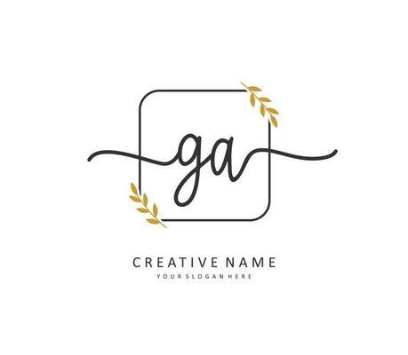 G A GA Initial letter handwriting and  signature logo. A concept handwriting initial logo with template element.