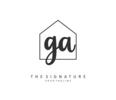 G A GA Initial letter handwriting and  signature logo. A concept handwriting initial logo with template element. vector