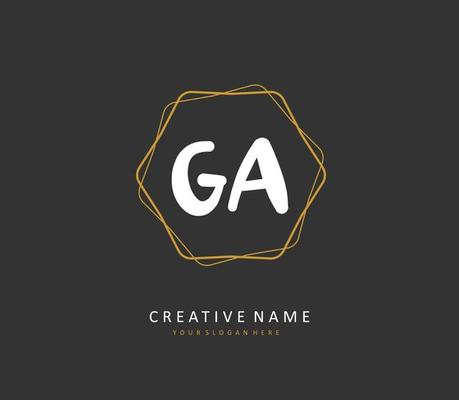 G A GA Initial letter handwriting and  signature logo. A concept handwriting initial logo with template element.