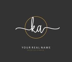 K A KA Initial letter handwriting and  signature logo. A concept handwriting initial logo with template element. vector