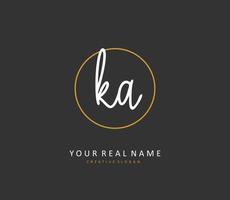 K A KA Initial letter handwriting and  signature logo. A concept handwriting initial logo with template element. vector