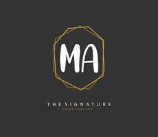 M A MA Initial letter handwriting and  signature logo. A concept handwriting initial logo with template element. vector