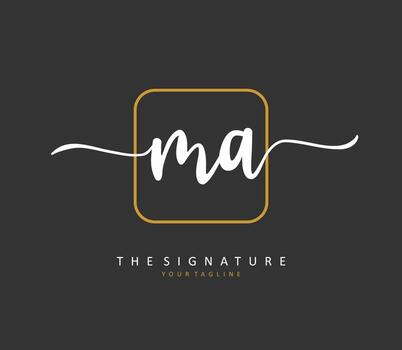 M A MA Initial letter handwriting and  signature logo. A concept handwriting initial logo with template element. vector