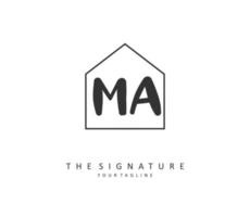 M A MA Initial letter handwriting and  signature logo. A concept handwriting initial logo with template element. vector