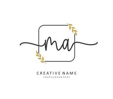 M A MA Initial letter handwriting and  signature logo. A concept handwriting initial logo with template element. vector