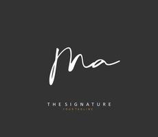 M A MA Initial letter handwriting and  signature logo. A concept handwriting initial logo with template element. vector