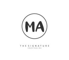 M A MA Initial letter handwriting and  signature logo. A concept handwriting initial logo with template element. vector