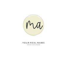 M A MA Initial letter handwriting and  signature logo. A concept handwriting initial logo with template element. vector