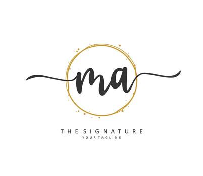 M A MA Initial letter handwriting and  signature logo. A concept handwriting initial logo with template element. vector